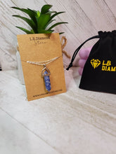 Load image into Gallery viewer, Blue Soladite Handmade Point Necklace Hexagon Chain