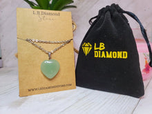 Load image into Gallery viewer, Natural Handmade Crystal Necklace Silver Wire Heart Shaped Green Aventurine