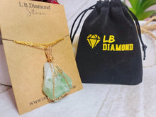 Load image into Gallery viewer, Natural Crystal Necklace Green Fluorite Stone Pendant Necklace Gold Tone