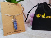 Load image into Gallery viewer, Blue Soladite Handmade Point Necklace Hexagon Chain