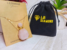 Load image into Gallery viewer, Perfume Bottle Crystal Rose Quartz Necklace Handmade, Genuine Stone