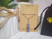 Load image into Gallery viewer, Blue Soladite Handmade Point Necklace Hexagon Chain Silver wire
