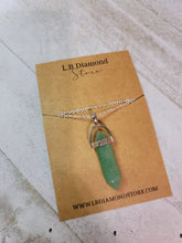Load image into Gallery viewer, Green Aventurine Healing Crystal Point Necklace silver tone