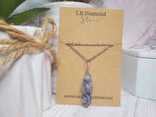 Load image into Gallery viewer, Blue Soladite Handmade Point Necklace Hexagon Chain Silver wire