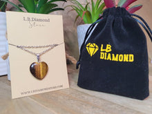Load image into Gallery viewer, Crystal Necklace Silver Wire Tiger eye Heart Healing Crystal Necklace