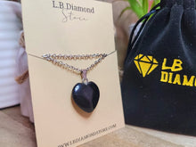 Load image into Gallery viewer, Crystal Necklace Silver Wire Black Obsidean Heart Healing Crystal Necklace