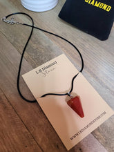 Load image into Gallery viewer, Crystal Necklace Silver Leather Carnelian Point Stone Healing Crystal Necklace
