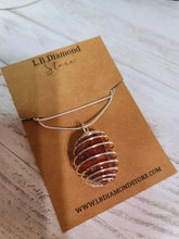 Load image into Gallery viewer, Handmade Carnelian Cage Necklace Silver Tone Cute trendy necklace
