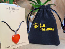 Load image into Gallery viewer, Crystal Necklace Silver Leather Carnelian Heart Healing Crystal Necklace