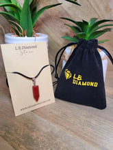 Load image into Gallery viewer, Crystal Necklace Silver Leather Carnelian Point Healing Crystal Necklace