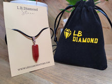 Load image into Gallery viewer, Crystal Necklace Silver Leather Carnelian Point Healing Crystal Necklace