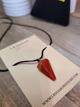 Load image into Gallery viewer, Crystal Necklace Silver Leather Carnelian Point Stone Healing Crystal Necklace