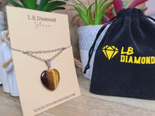 Load image into Gallery viewer, Crystal Necklace Silver Wire Tiger eye Heart Healing Crystal Necklace