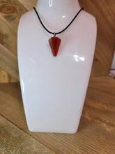 Load image into Gallery viewer, Crystal Necklace Silver Leather Carnelian Point Stone Healing Crystal Necklace