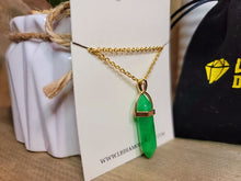 Load image into Gallery viewer, Gold tone Jade Point Necklace- Good Luck Fortune (Powerful Necklace)