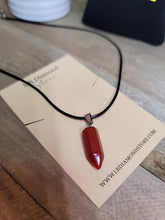 Load image into Gallery viewer, Crystal Necklace Silver Leather Carnelian Point Healing Crystal Necklace