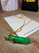 Load image into Gallery viewer, Gold tone Jade Point Necklace- Good Luck Fortune (Powerful Necklace)