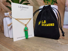 Load image into Gallery viewer, Gold tone Jade Point Necklace- Good Luck Fortune (Powerful Necklace)
