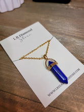 Load image into Gallery viewer, Lapis Lazuli Handmade Point Necklace Hexagon Chain Golden Pendant Necklace