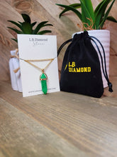 Load image into Gallery viewer, Gold tone Jade Point Necklace- Good Luck Fortune (Powerful Necklace)