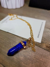 Load image into Gallery viewer, Lapis Lazuli Handmade Point Necklace Hexagon Chain Golden Pendant Necklace