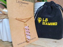 Load image into Gallery viewer, Rose Quartz Handmade Point Wire Wrapped Golden Necklace Hexagon Chain