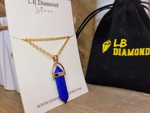 Load image into Gallery viewer, Lapis Lazuli Handmade Point Necklace Hexagon Chain Golden Pendant Necklace