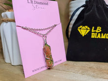 Load image into Gallery viewer, Natural Unakite Handmade Point Necklace Silver Wire wrapped  Pendant Necklace