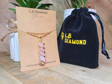 Load image into Gallery viewer, Rose Quartz Handmade Point Wire Wrapped Golden Necklace Hexagon Chain