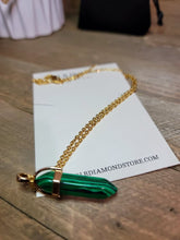 Load image into Gallery viewer, Malachite Handmade Point Necklace Hexagon Chain Golden necklace