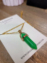 Load image into Gallery viewer, Gold tone Jade Point Necklace- Good Luck Fortune (Powerful Necklace)