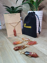 Load image into Gallery viewer, Carnelian Wire wrapped Golden Crystal Necklace Handmade