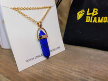 Load image into Gallery viewer, Lapis Lazuli Handmade Point Necklace Hexagon Chain Golden Pendant Necklace