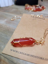 Load image into Gallery viewer, Carnelian Wire wrapped Golden Crystal Necklace Handmade