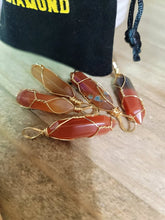 Load image into Gallery viewer, Carnelian Wire wrapped Golden Crystal Necklace Handmade