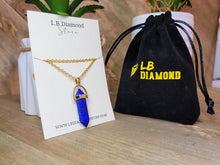 Load image into Gallery viewer, Lapis Lazuli Handmade Point Necklace Hexagon Chain Golden Pendant Necklace