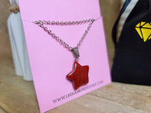Load image into Gallery viewer, Carnelian Pendant Necklace Silver Tone Star Shaped Pendant