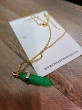 Load image into Gallery viewer, Gold tone Jade Point Necklace- Good Luck Fortune (Powerful Necklace)