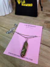 Load image into Gallery viewer, Natural Unakite Handmade Point Necklace Silver Wire wrapped  Pendant Necklace