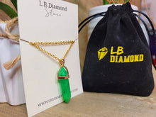 Load image into Gallery viewer, Gold tone Jade Point Necklace- Good Luck Fortune (Powerful Necklace)
