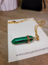 Load image into Gallery viewer, Malachite Handmade Point Necklace Hexagon Chain Golden necklace