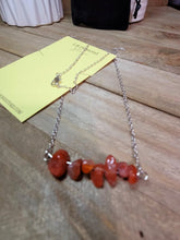Load image into Gallery viewer, Handmade Crystal Necklace Silver Tone Carnelian Stone Genuine Crystals