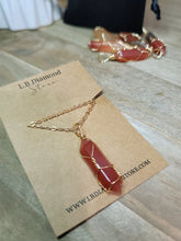 Load image into Gallery viewer, Carnelian Wire wrapped Golden Crystal Necklace Handmade