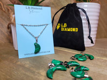 Load image into Gallery viewer, Natural Handmade Crystal Necklace Silver Tone Moon Malachite Healing Crystal