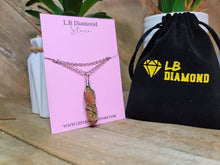 Load image into Gallery viewer, Natural Unakite Handmade Point Necklace Silver Wire wrapped  Pendant Necklace