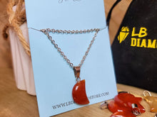 Load image into Gallery viewer, Natural Handmade Crystal Necklace Silver Tone Carnelian Healing Crystal Moon Pendant Necklace