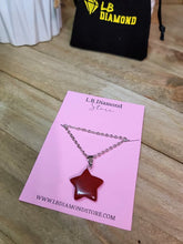 Load image into Gallery viewer, Carnelian Pendant Necklace Silver Tone Star Shaped Pendant