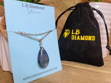 Load image into Gallery viewer, Natural Black Fluorite Handmade Crystal Necklace Silver Tone Chain Pendant Necklace