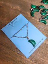 Load image into Gallery viewer, Natural Handmade Crystal Necklace Silver Tone Moon Malachite Healing Crystal