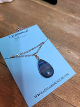 Load image into Gallery viewer, Natural Black Fluorite Handmade Crystal Necklace Silver Tone Chain Pendant Necklace